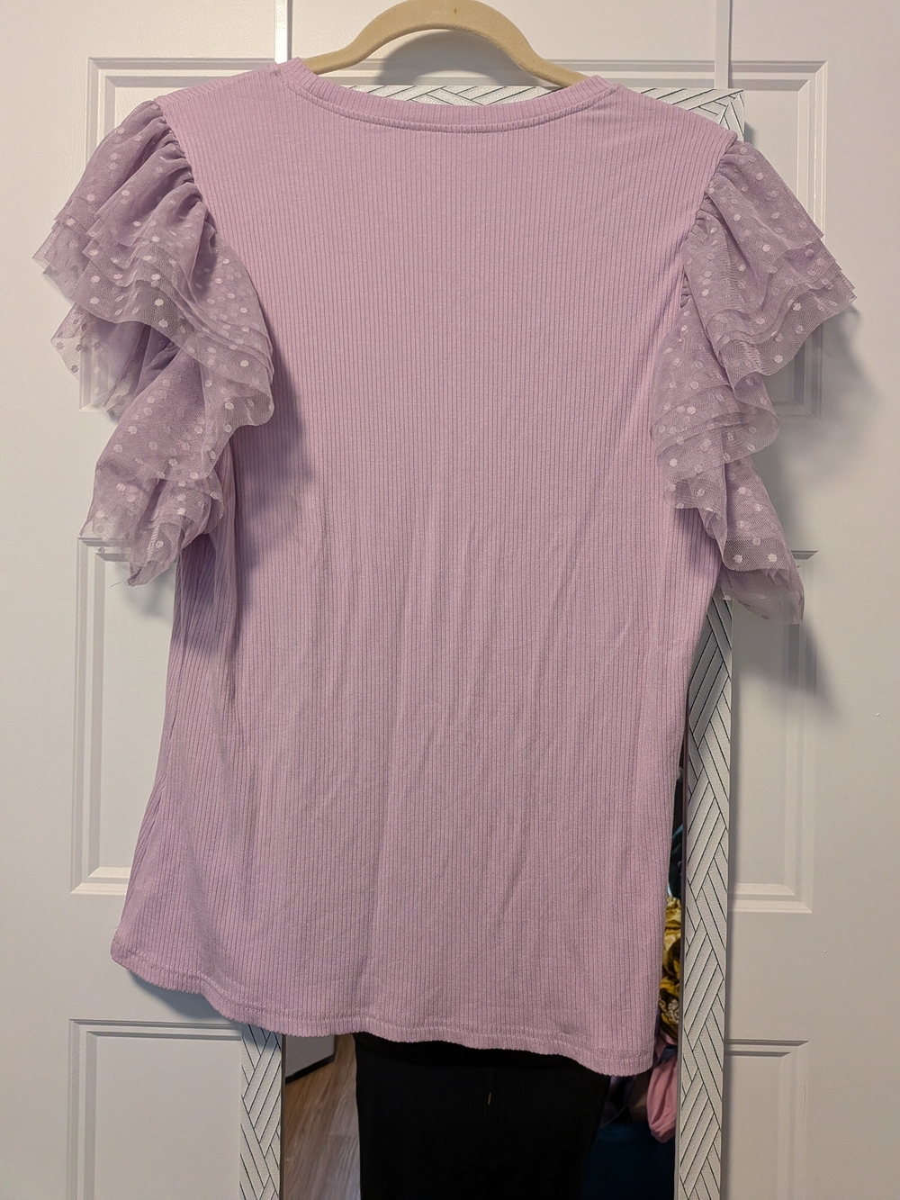 Women's Lavender Ruffled Sleeve Top